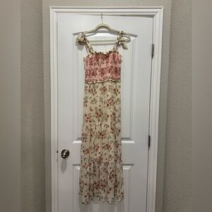 LC Lauren Conrad Pink and Cream Tiered Maxi Sundress